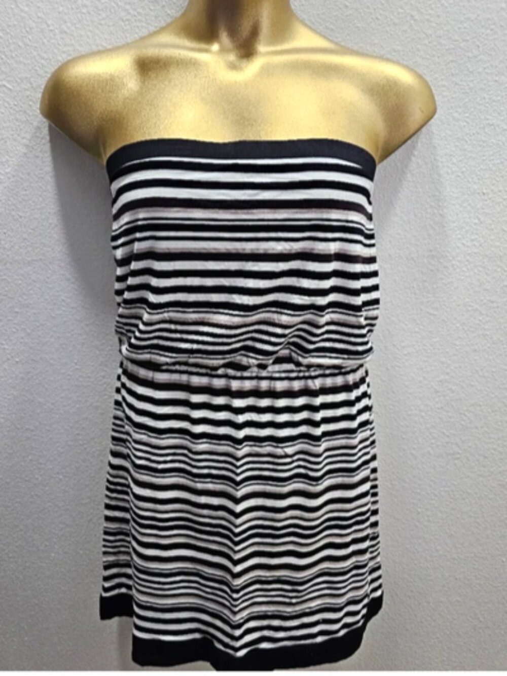 White House Black Market Striped Strapless Top size L